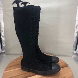 Converse Chuck Taylor All Star XX Hi Knee High Black Monochrome Boots Womens 8